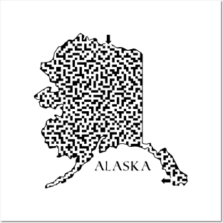 Alaska State Outline Maze & Labyrinth Posters and Art